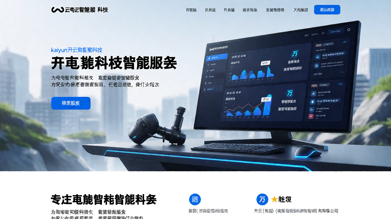 开云电竞智能科技平台首页展示，呈现电竞赛事数据与资讯服务界面